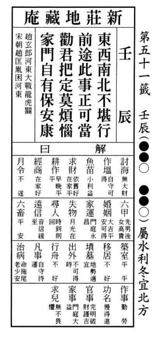 東西南北不堪行單身|51 六十甲子籤 第五十一籤